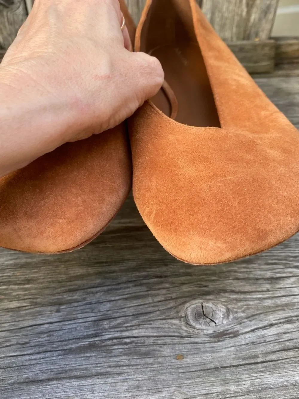 Reformation Suede Flats in Rust Brown size 9.5